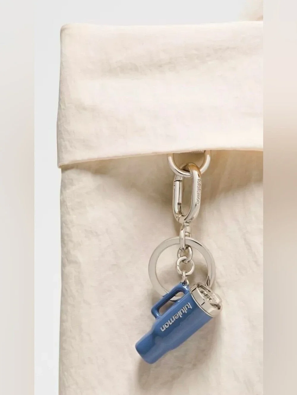Lululemon Tumbler Keychain Charm with Silver Hardware, NEW